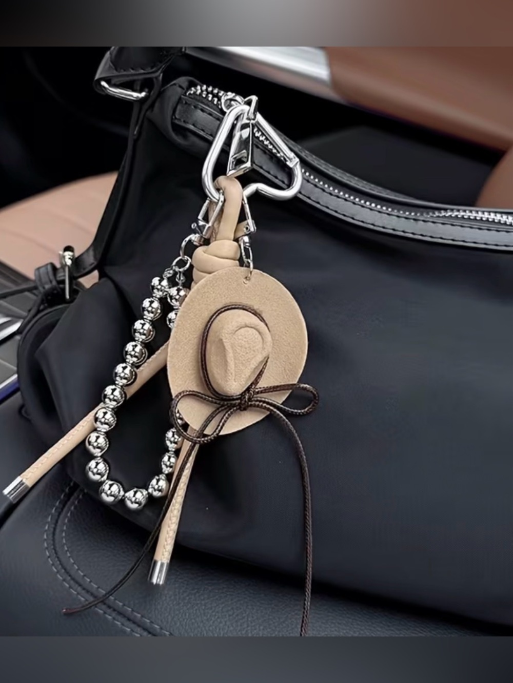 Western Bag Charm with Tan Hat
